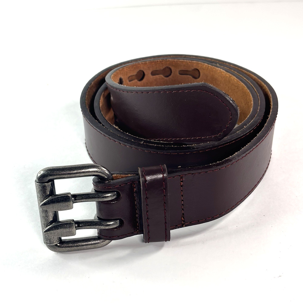 Mens Heavy Duty Leather Work Belts Oxblood 1 1/2" Thick 42-44" Waist 2 Prong